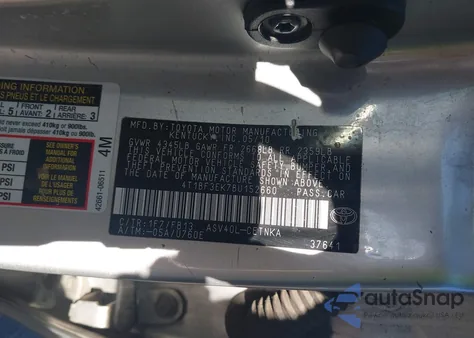 2011 Toyota Camry Le из США, поврежденный, VIN 4T1BF3EK7BU152660